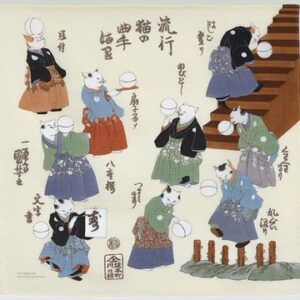 Furoshiki UKIYOE gatos malabares