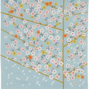 Furoshiki Hare Musubi: Cherry blosom sobre azul/gris (sakura)