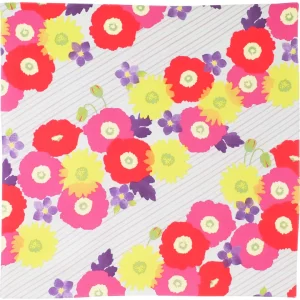 Furoshiki COHARE: Flores y líneas sobre gris