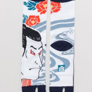 Medias tabi japonesas con diseño de Sharaku y retrato kabuki