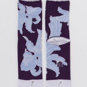 Medias tabi japonesas con diseño de pez dorado púrpura (kingyo)