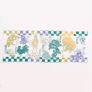 Tenugui japonés con ilustración de los 12 signos del zodiaco