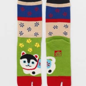 Medias tabi japonesas diseño Inu Hariko perro protector tradicional Kawagami