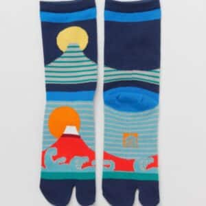 Medias tabi japonesas con diseño del monte Fuji rojo Kawagami