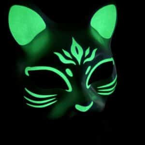 Máscara tradicional japonesa: NEKOMEN FOSFORESCENTE